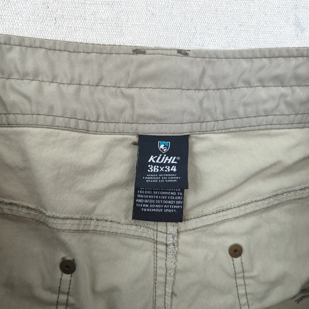 Kuhl Pants Mens 36x31* Khaki Revolvr Outdoot Hiking Camping Casual Hemmed